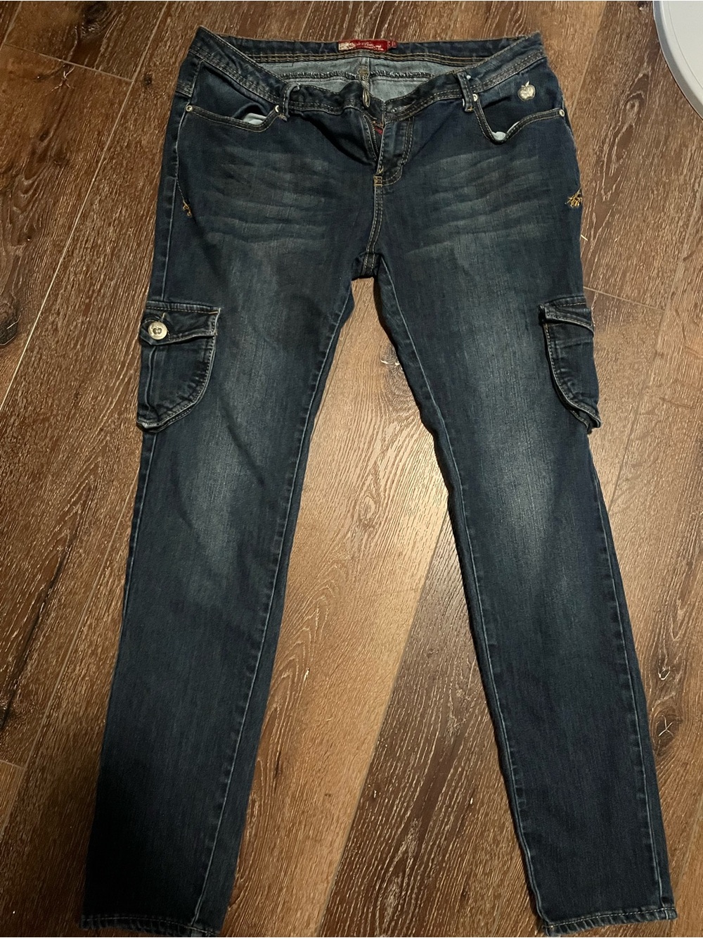Dark Wash Women’s Apple Bottom Cargo Jeans - Classic Denim